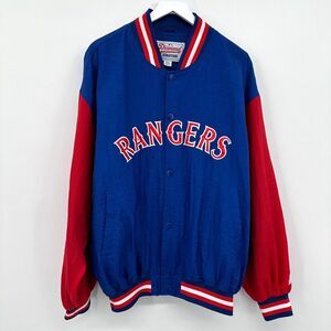 Vintage 90s‎ MLB Starter Bomber Jacket Mens Size 2XL Texas Rangers Baseball Blue